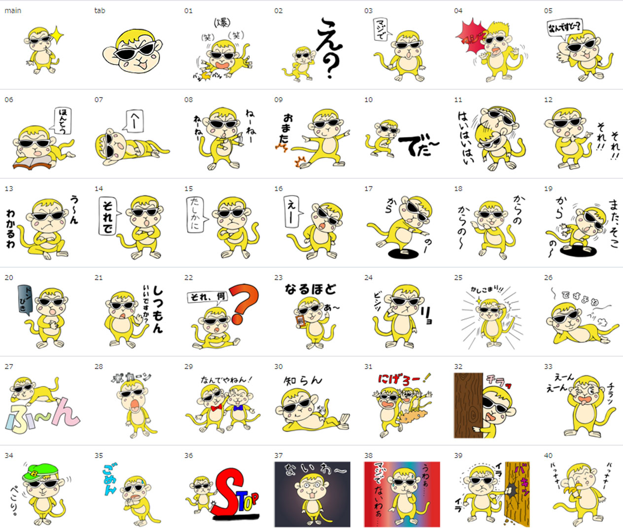 バナナ猿イラスト42種類
