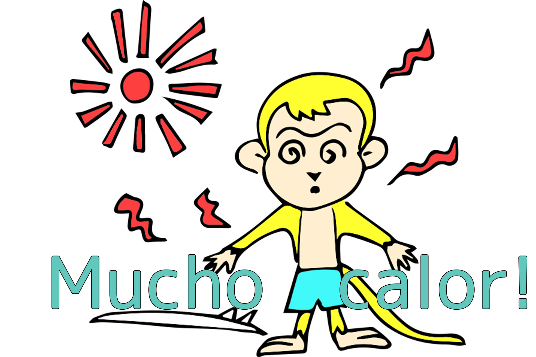 バナナ猿のイラストとMucho calorの文字